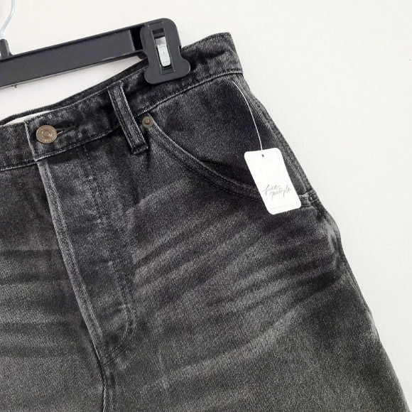 We The Free People Black Brea Cutoff Distressed Denim Destroyed Mini Skirt 28 - Picture 2 of 9